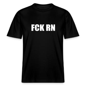 Fck rn -  RELAXED FIT Unisex Organic T-Shirt - Schwarz - Vorne - Alina (178cm) & Michal (187cm)