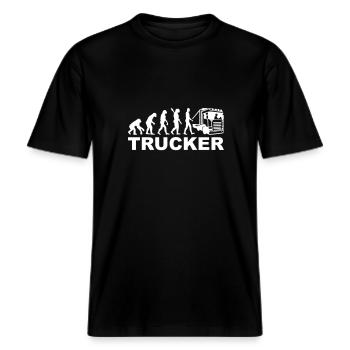 Trucker -  RELAXED FIT Unisex Organic T-Shirt - Schwarz - Vorne - Alina (178cm) & Michal (187cm)