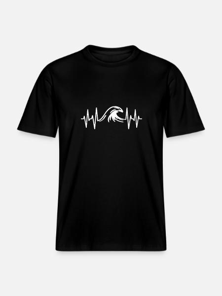 Wave Sea Heartbeat -  RELAXED FIT Unisex Organic T-Shirt - black