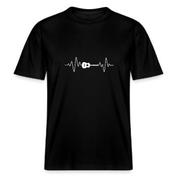 Guitar Heartbeat -  RELAXED FIT Unisex Organic T-Shirt - black - Front - Alina (178cm) & Michal (187cm)