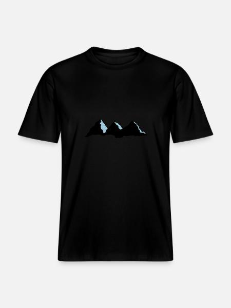 mountain highlander drawing vector - RELAXED FIT Unisex Organic T-Shirt - black