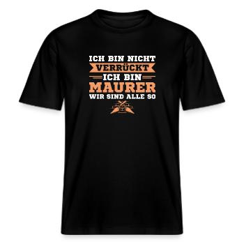 Maurer Humor Handwerker Maurermeister -  RELAXED FIT Unisex Organic T-Shirt - Schwarz - Vorne - Alina (178cm) & Michal (187cm)