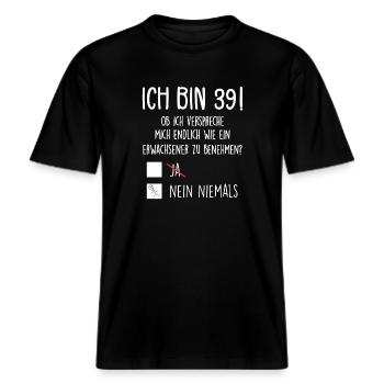 Ich Bin 39! - 39. Geburtstag 39 -  RELAXED FIT Unisex Organic T-Shirt - Schwarz - Vorne - Alina (178cm) & Michal (187cm)