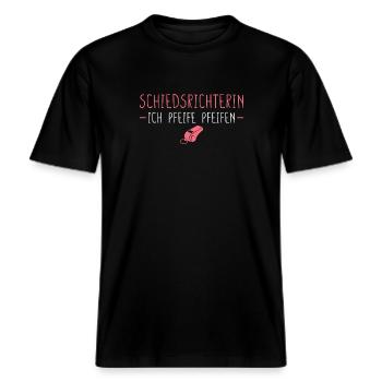 Schiedsrichterin Ich pfeife Pfeifen -  RELAXED FIT Unisex Organic T-Shirt - Schwarz - Vorne - Alina (178cm) & Michal (187cm)