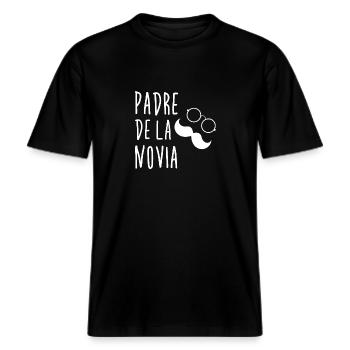 Padre de la Novia - Père de la mariée - Père du breuvage -  T-shirt unisexe RELAXED FIT en coton bio - noir - Devant - Alina (178cm) & Michal (187cm)