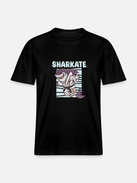 Sharkate Funny Karate Shark -  RELAXED FIT Unisex Organic T-Shirt - black