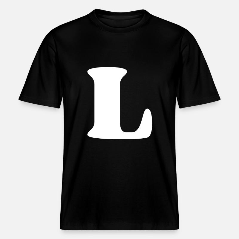 Litera l - Ekologiczna koszulka Unisex RELAXED FIT - czarny