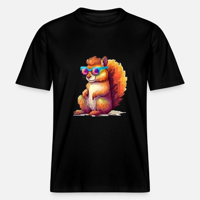 Pixulo das Eichhörnchen -  RELAXED FIT Unisex Organic T-Shirt - Schwarz
