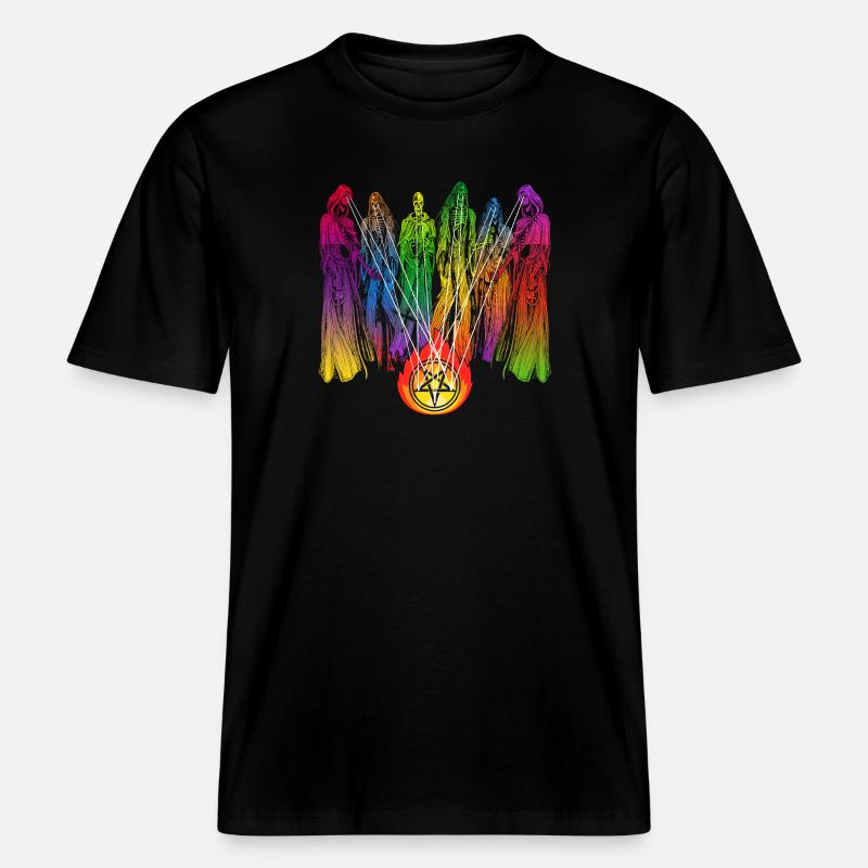 Pride Skeleton Rainbow Graphic -  RELAXED FIT Unisex Organic T-Shirt - black
