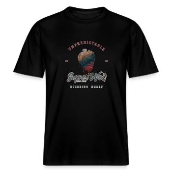 Unpredictable bleeding heart (weathered) -  RELAXED FIT Unisex Organic T-Shirt - black - Front - Alina (178cm) & Michal (187cm)
