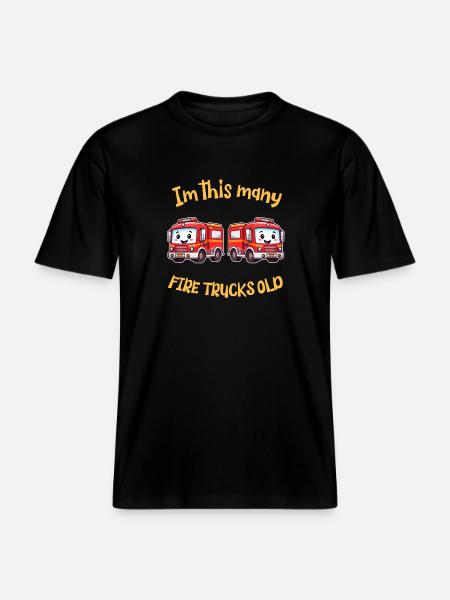 Sød brandbil - Jeg er så mange brandbiler gamle -  Økologisk unisex T-shirt RELAXED FIT - sort