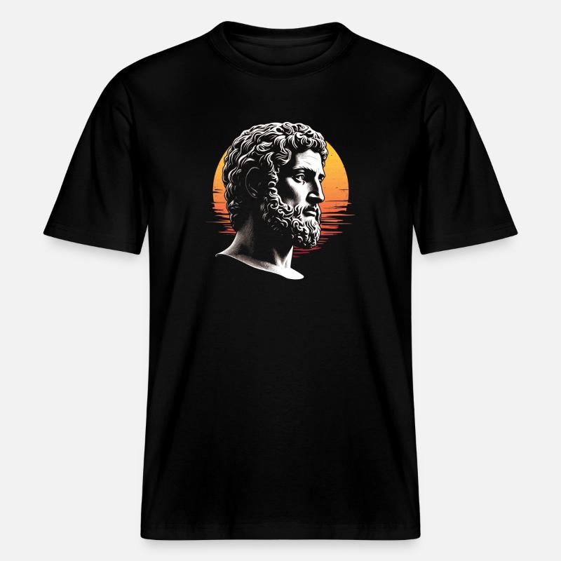 Marcus Aurelius Retro -  RELAXED FIT Unisex Organic T-Shirt - Schwarz