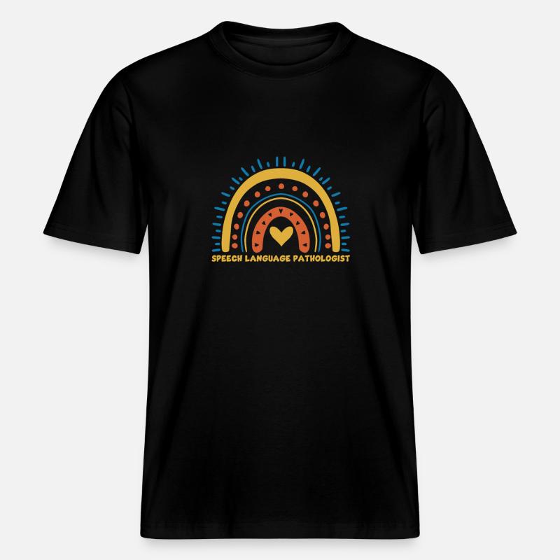 Niedlicher Sprachpathologe Regenbogen -  RELAXED FIT Unisex Organic T-Shirt - Schwarz