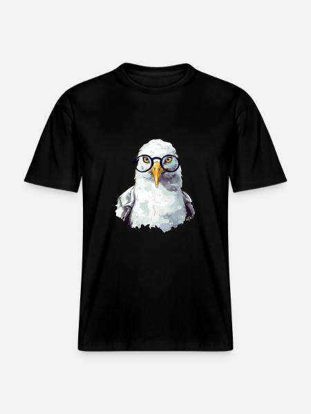 Miki die Möwe mit Brille - RELAXED FIT Unisex Organic T-Shirt - Schwarz