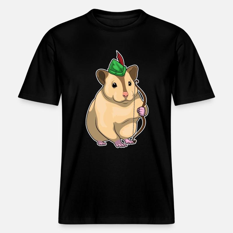 Hamster Archer Bow - T-shirt unisexe RELAXED FIT en coton bio - noir