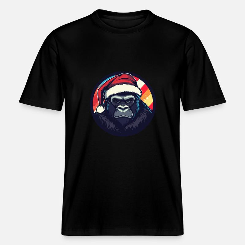 Noël Gorilla Noël - T-shirt unisexe RELAXED FIT en coton bio - noir