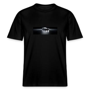 OutATime -  RELAXED FIT Unisex Organic T-Shirt - Schwarz - Vorne - Alina (178cm) & Michal (187cm)