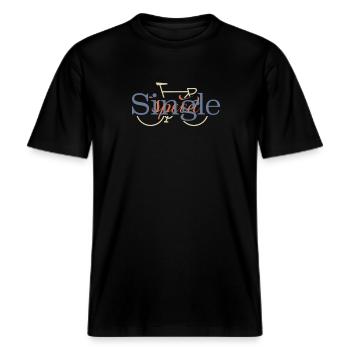Design Single Speed, Fans vélo -  T-shirt unisexe RELAXED FIT en coton bio - noir - Devant - Alina (178cm) & Michal (187cm)
