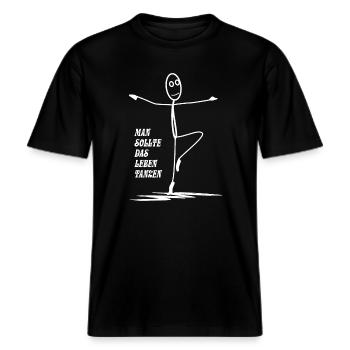 Man sollte das Leben tanzen -  RELAXED FIT Unisex Organic T-Shirt - Schwarz - Vorne - Alina (178cm) & Michal (187cm)