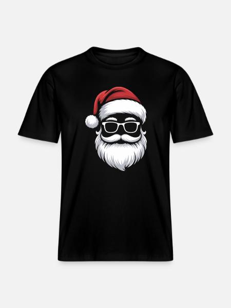 Weihnachtsmann mit Schnurrbart Brille -  RELAXED FIT Unisex Organic T-Shirt - Schwarz