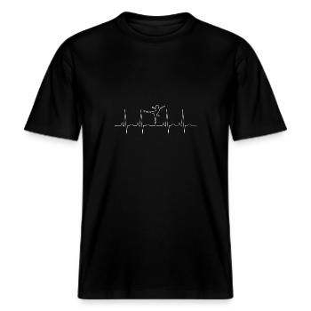 Ballette Ballet Tanzen Dance Girly Shirt Motiv -  RELAXED FIT Unisex Organic T-Shirt - Schwarz - Vorne - Alina (178cm) & Michal (187cm)