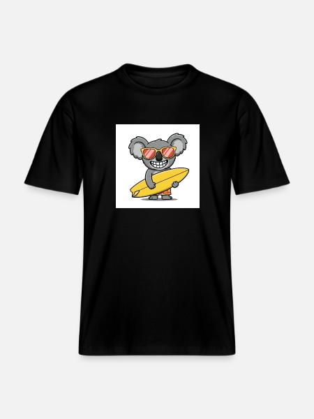 Surfing koala with sunglasses - RELAXED FIT Unisex Organic T-Shirt - black