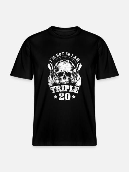 Dart Totenkopf - Je n’ai pas 60 ans, je suis Triple 20 ans -  T-shirt unisexe RELAXED FIT en coton bio - noir