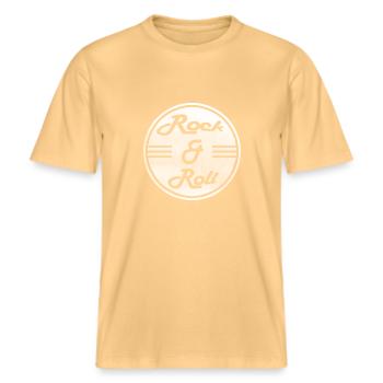 Rock & Roll -  RELAXED FIT Unisex Organic T-Shirt - Hellgelb - Vorne - Alina (178cm) & Michal (187cm)