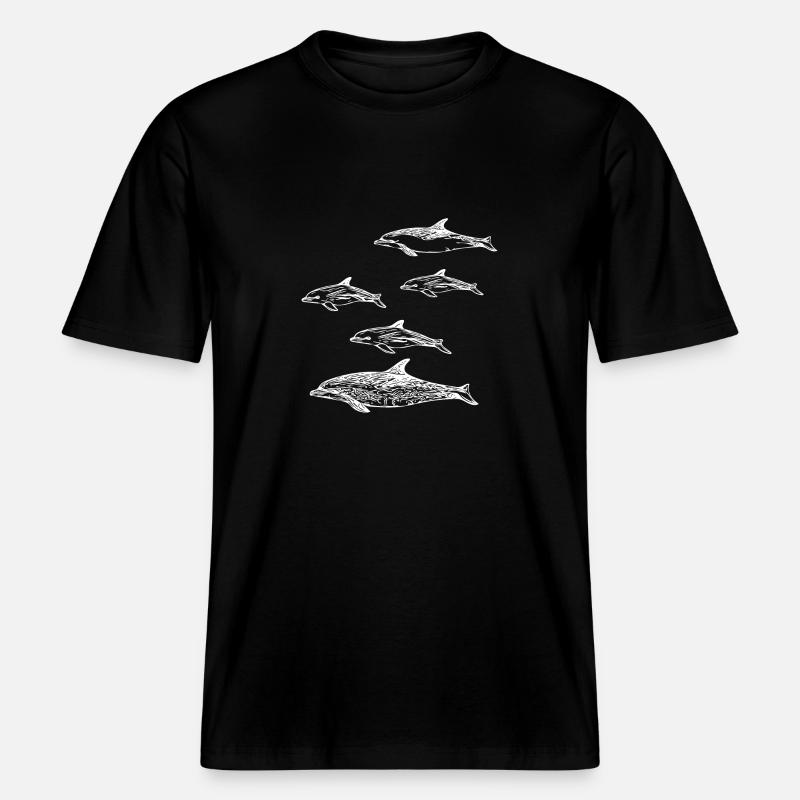 Delfin Schule -  RELAXED FIT Unisex Organic T-Shirt - Schwarz