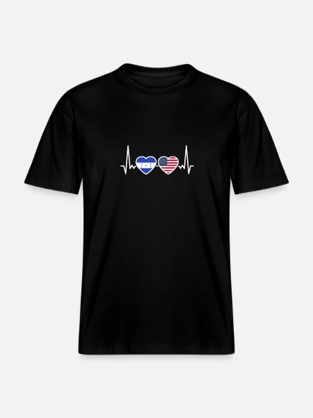 Honduras USA Heartbeat Flag Honduran -  RELAXED FIT Unisex Organic T-Shirt - black