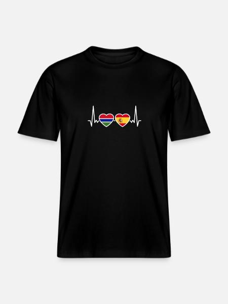 Gambia Spagna Heartbeat Flag Gambiano spagnolo -  Maglietta ecologica Unisex RELAXED FIT - nero
