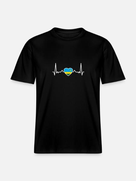Rwanda Heartbeat Drapeau rwandais Rwandais -  T-shirt unisexe RELAXED FIT en coton bio - noir