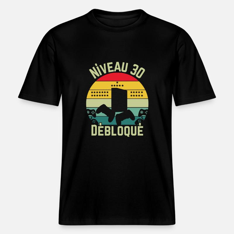 Level 30 Unlocked - RELAXED FIT Unisex Organic T-Shirt - black