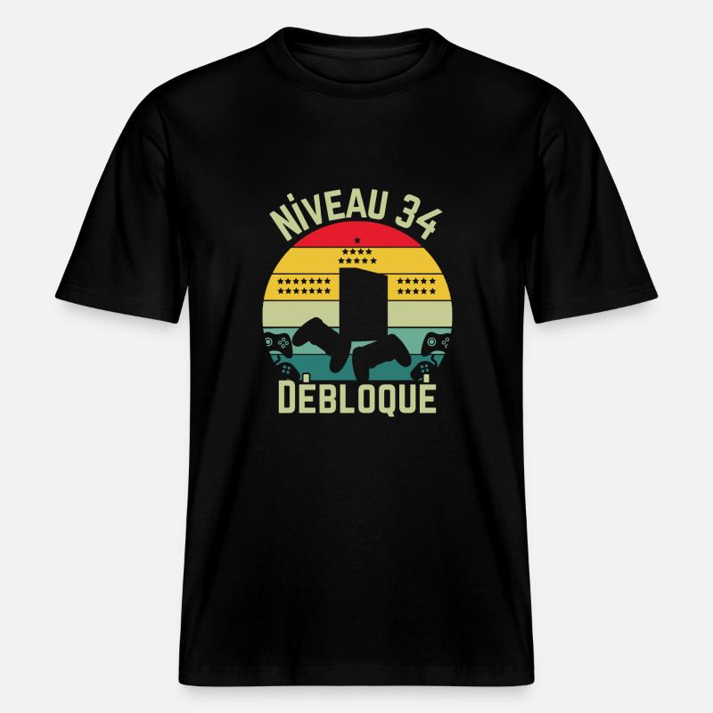 Niveau 34 Débloqué - T-shirt unisexe RELAXED FIT en coton bio - noir