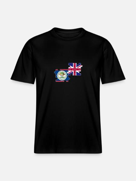 Belize UK British Belizean Flag -  RELAXED FIT Unisex Organic T-Shirt - black