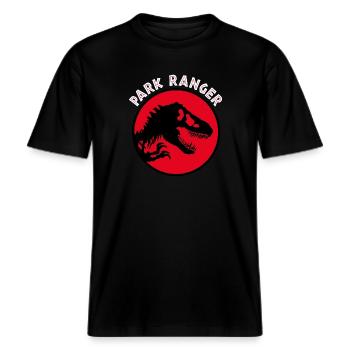Jurassic Park Park Ranger -  RELAXED FIT Unisex Organic T-Shirt - Schwarz - Vorne - Alina (178cm) & Michal (187cm)