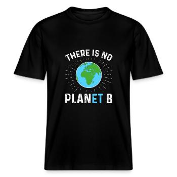 There Is No Planet B -  RELAXED FIT Unisex Organic T-Shirt - Schwarz - Vorne - Alina (178cm) & Michal (187cm)