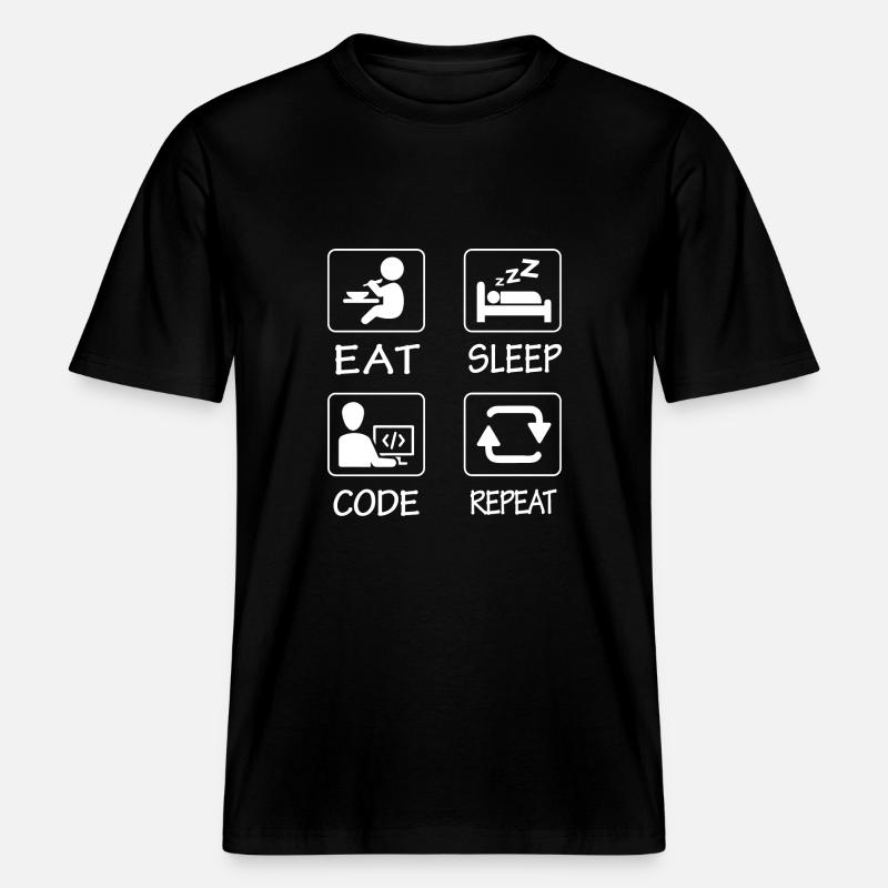 Eat Sleep Code Repeat -  RELAXED FIT Unisex Organic T-Shirt - black