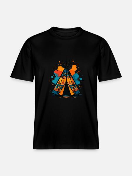 Tribal Teepee Splash -  RELAXED FIT Unisex Organic T-Shirt - Schwarz