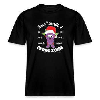Have yourself a Grape Xmas -  RELAXED FIT Unisex Organic T-Shirt - Schwarz - Vorne - Alina (178cm) & Michal (187cm)
