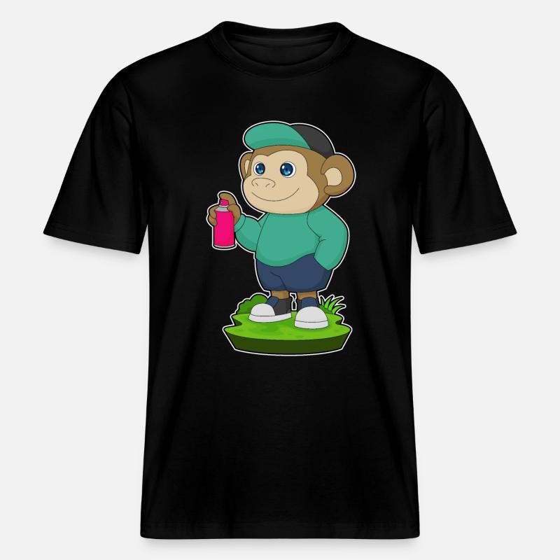 Monkey Painter Spray -  RELAXED FIT Unisex Organic T-Shirt - black