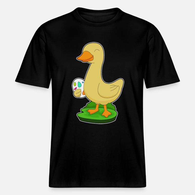 Duck Easter Easter Egg - RELAXED FIT Unisex Organic T-Shirt - black