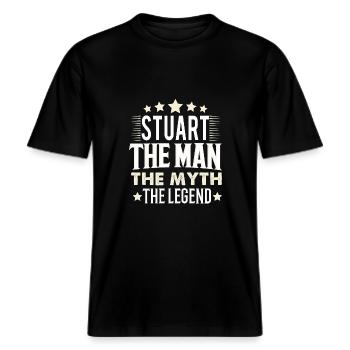 Stuart -  RELAXED FIT Unisex Organic T-Shirt - black - Front - Alina (178cm) & Michal (187cm)