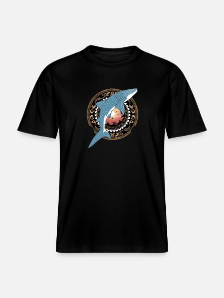 Whale Shark Hawaiian - RELAXED FIT Unisex Organic T-Shirt - black