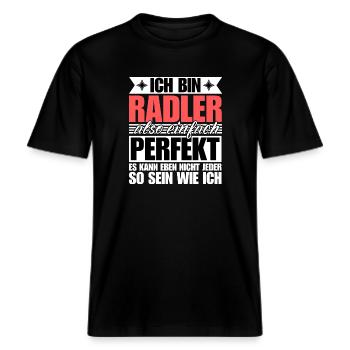 Perfekter Radler -  RELAXED FIT Unisex Organic T-Shirt - Schwarz - Vorne - Alina (178cm) & Michal (187cm)