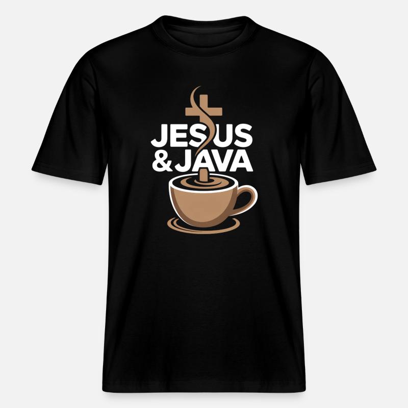 Inspiration und Kaffee mit Jesus & Java -  RELAXED FIT Unisex Organic T-Shirt - Schwarz