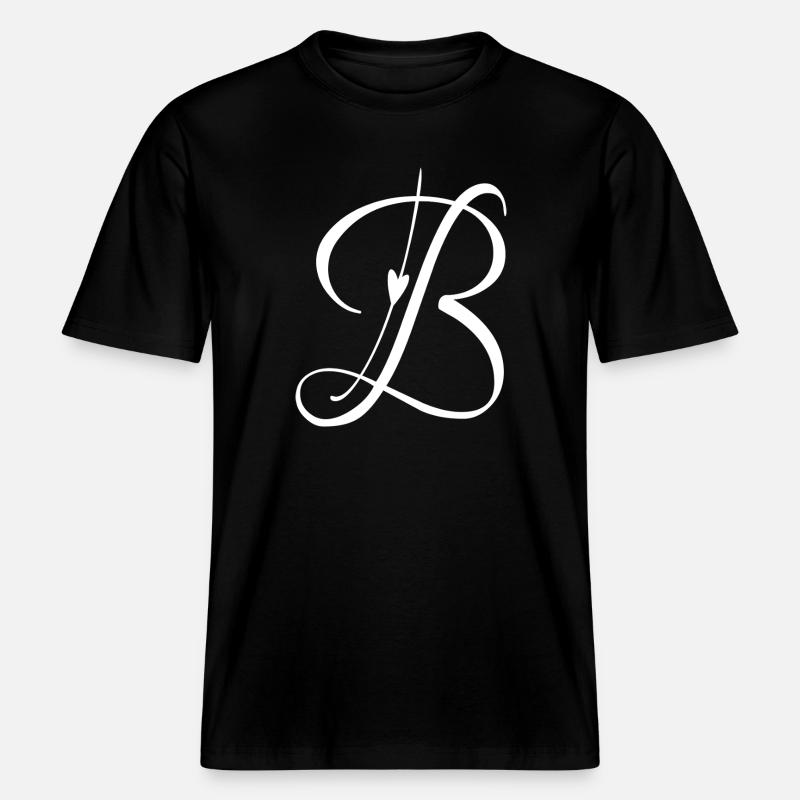 Buchstabe B Initiale Alphabet Monogramm Taschenstil -  RELAXED FIT Unisex Organic T-Shirt - Schwarz