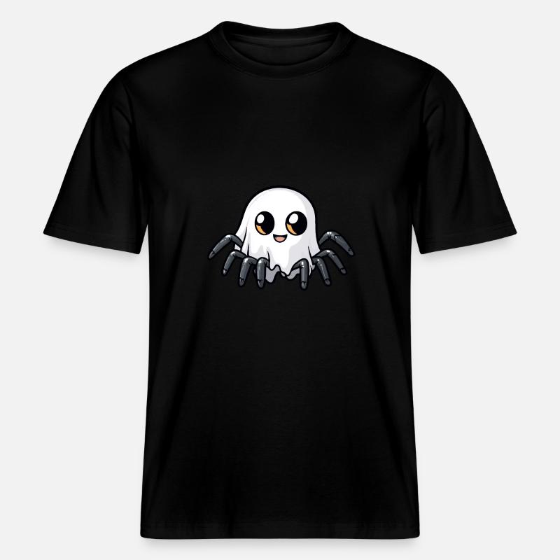 Tarantula Halloween Comic Ghost -  RELAXED FIT Unisex Organic T-Shirt - black