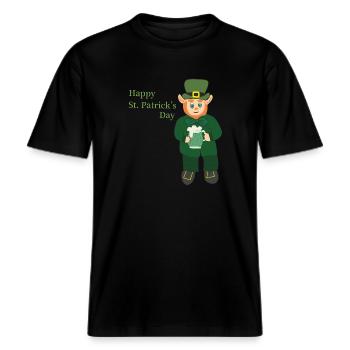 Happy St. Patrick's Day -  RELAXED FIT Unisex Organic T-Shirt - black - Front - Alina (178cm) & Michal (187cm)