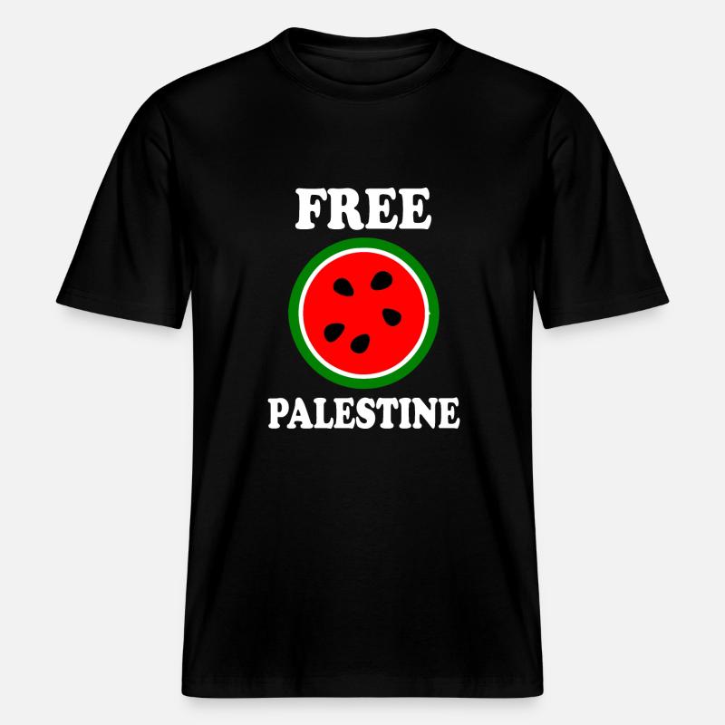 Melon pastèque de Palestine gratuit - T-shirt unisexe RELAXED FIT en coton bio - noir